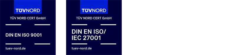 TÜV Nord Prüfzeichen ISO 9001 / ISO 27001